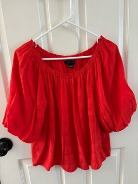 Sanctuary Red Off-Shoulder Puff Sleeve Top small new